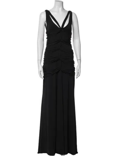 Pre-owned Vera Wang V-neck Long Dress In Black
