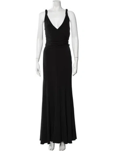 Pre-owned Vera Wang V-neck Long Dress In Black