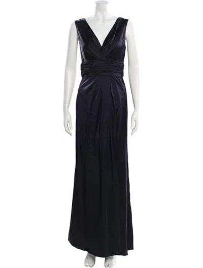 Pre-owned Vera Wang V-neck Long Dress In Blue