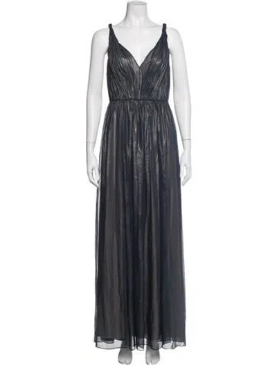 Pre-owned Vera Wang V-neck Long Dress In Blue