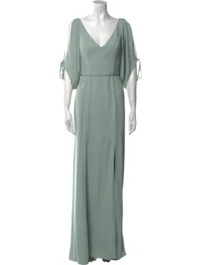 Pre-owned Vera Wang V-neck Long Dress In Green