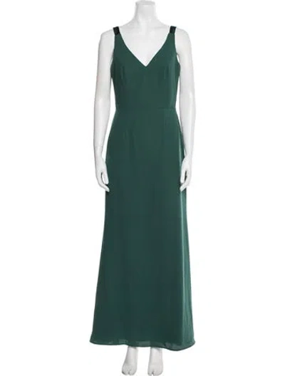Pre-owned Vera Wang V-neck Long Dress In Green