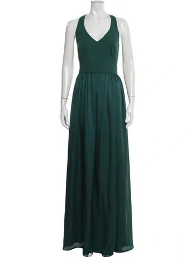 Pre-owned Vera Wang V-neck Long Dress In Green