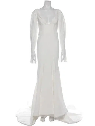 Pre-owned Vera Wang V-neck Long Dress In Grey