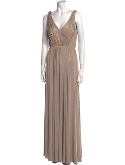 Pre-owned Vera Wang V-neck Long Dress In Neutral