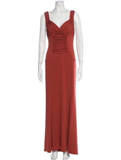 Pre-owned Vera Wang V-neck Long Dress In Orange