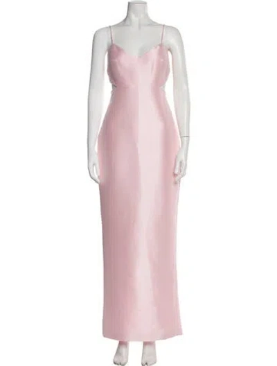 Pre-owned Vera Wang V-neck Long Dress In Pink