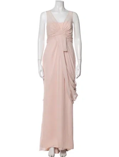 Pre-owned Vera Wang V-neck Long Dress In Pink