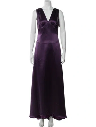 Pre-owned Vera Wang V-neck Long Dress In Purple