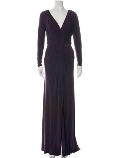 Pre-owned Vera Wang V-neck Long Dress In Purple