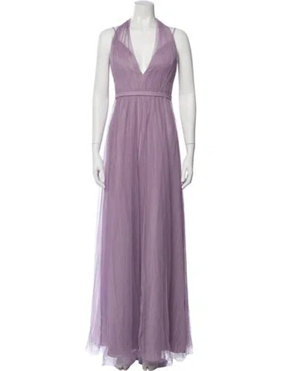 Pre-owned Vera Wang V-neck Long Dress W/ Tags In Purple