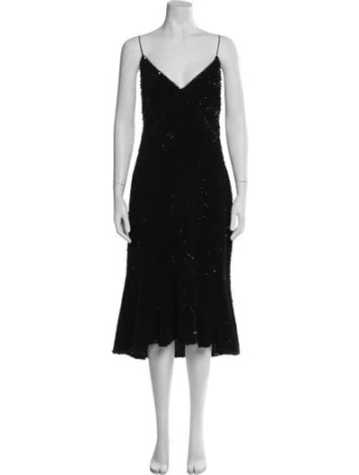 Pre-owned Vera Wang V-neck Midi Length Dress In Blue