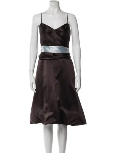 Pre-owned Vera Wang V-neck Midi Length Dress In Multi