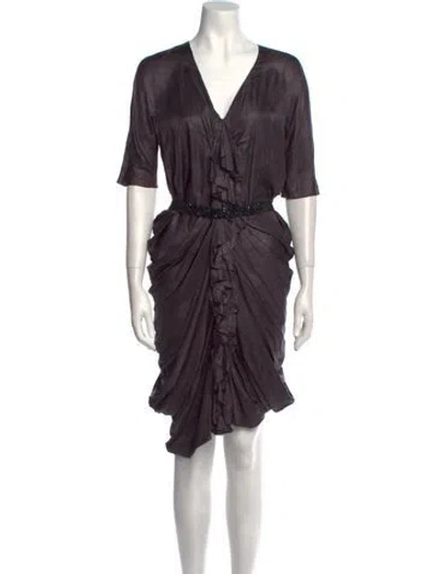 Pre-owned Vera Wang V-neck Midi Length Dress In Purple