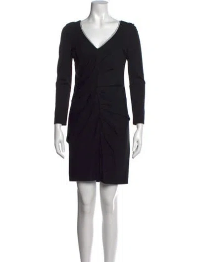 Pre-owned Vera Wang V-neck Mini Dress In Black