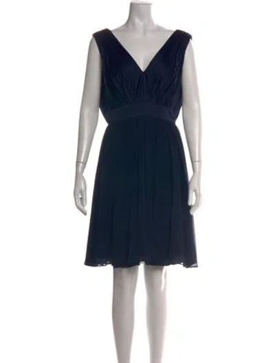 Pre-owned Vera Wang V-neck Mini Dress In Blue