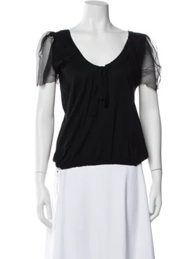 Pre-owned Vera Wang V-neck Short Sleeve Top In Blue