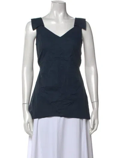 Pre-owned Vera Wang V-neck Sleeveless Top In Blue