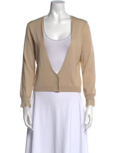 Pre-owned Vera Wang V-neck Sweater In Neutral