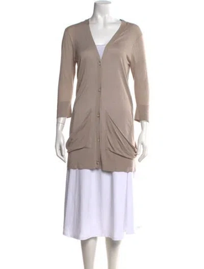 Pre-owned Vera Wang V-neck Sweater In Neutral