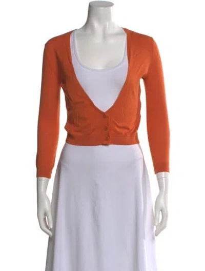 Pre-owned Vera Wang V-neck Sweater In Orange