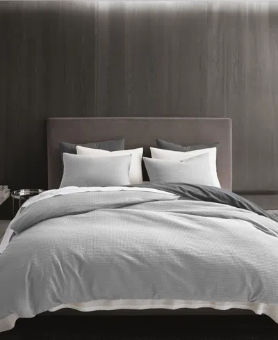 Vera Wang Waffle Pique Cotton 3 Piece Comforter Set, King In White