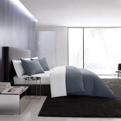 Vera Wang Waffle Pique Duvet Cover Set, King In Medium Blue
