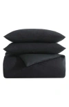 Vera Wang Waffle Stitch Pique Cotton Duvet Set In Black