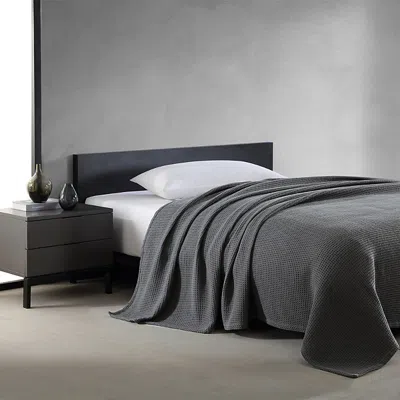 Vera Wang Waffleweave Charcoal Blanket, Full/queen In Gray