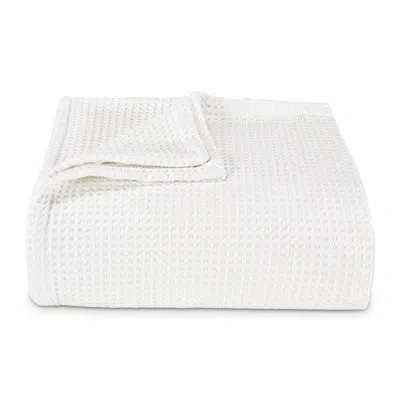 Vera Wang Waffleweave Cotton Blanket In White