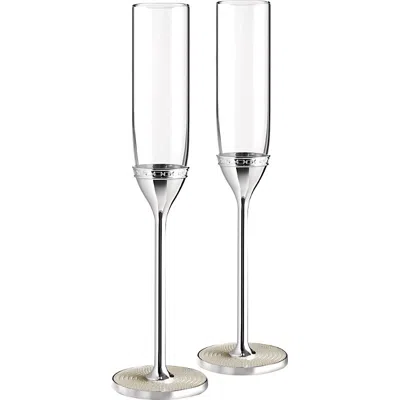 Vera Wang Wedgwood Ith Love Nouveau Pearl Toasting Flutes Set Of Two In Transparent