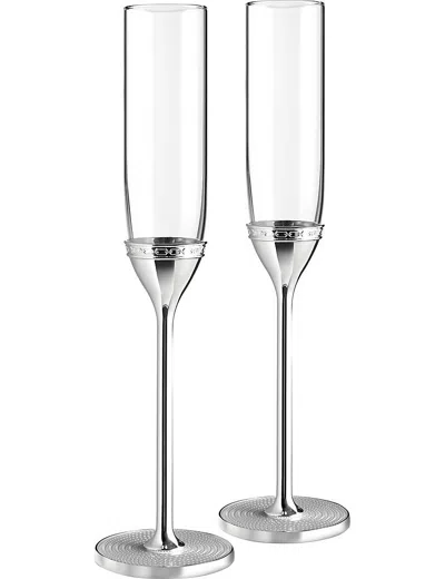 Vera Wang Wedgwood Ith Love Nouveau Silver Toasting Flutes Set Of Two