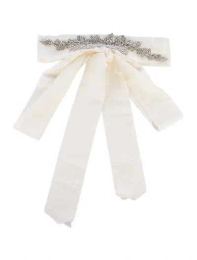 Pre-owned Vera Wang Wide Crystal Embellishments Waist Belt In Neutrals