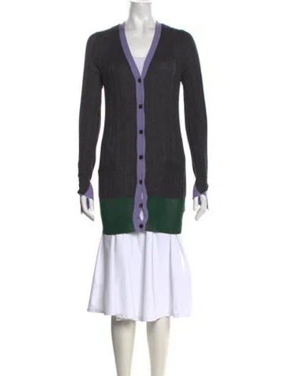Pre-owned Vera Wang Wool Colorblock Pattern Sweater In Grey