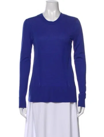 Pre-owned Vera Wang Wool Crew Neck Sweater In Blue