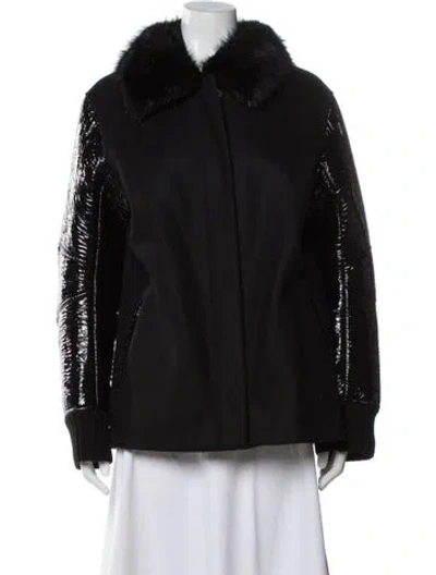 Pre-owned Vera Wang Wool Fur Coat In Black