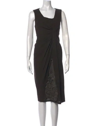 Pre-owned Vera Wang Wool Knee-length Dress In Brown