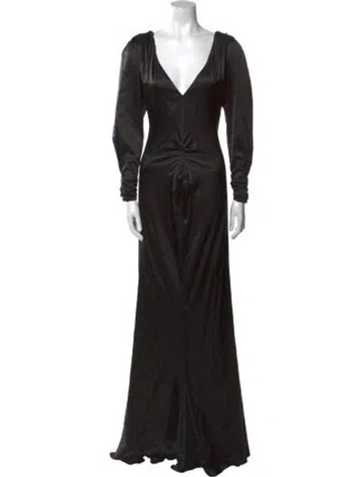 Pre-owned Vera Wang Wool Long Dress In Black