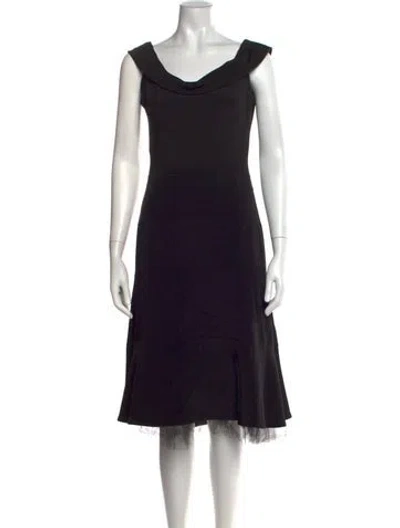Pre-owned Vera Wang Wool Midi Length Dress In Black