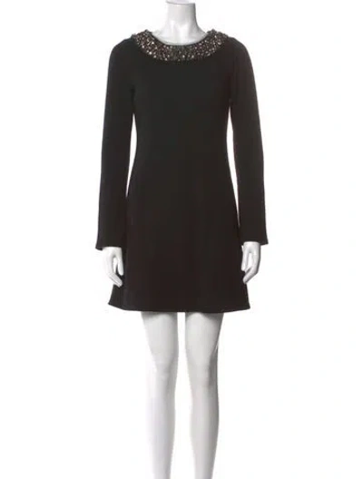 Pre-owned Vera Wang Wool Mini Dress In Black