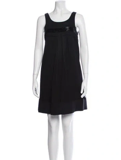 Pre-owned Vera Wang Wool Mini Dress In Black