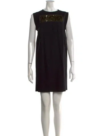 Pre-owned Vera Wang Wool Mini Dress In Black