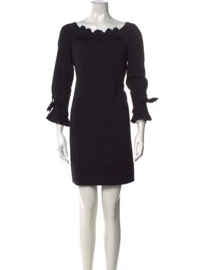 Pre-owned Vera Wang Wool Mini Dress In Black