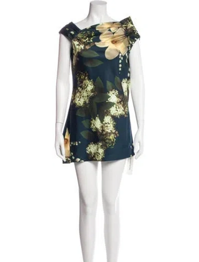 Pre-owned Vera Wang Wool Mini Dress In Blue