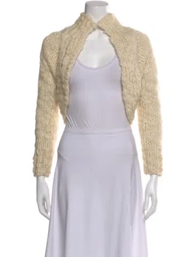 Pre-owned Vera Wang Wool Mock Neck Sweater In Neutral