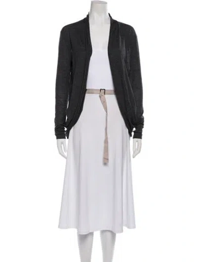 Pre-owned Vera Wang Wool Open Front Sweater In Gray