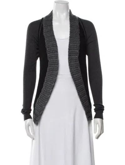 Pre-owned Vera Wang Wool Open Front Sweater In Grey