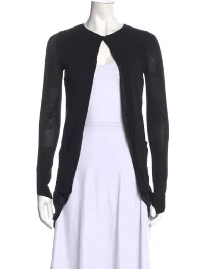 Pre-owned Vera Wang Wool Open Front Top In Black