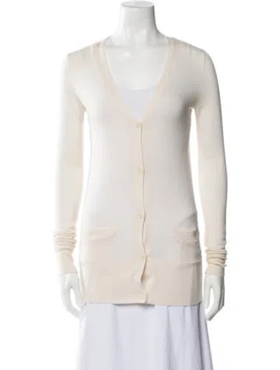 Pre-owned Vera Wang Wool V-neck Sweater In Neutral
