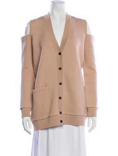 Pre-owned Vera Wang Wool V-neck Sweater In Neutral